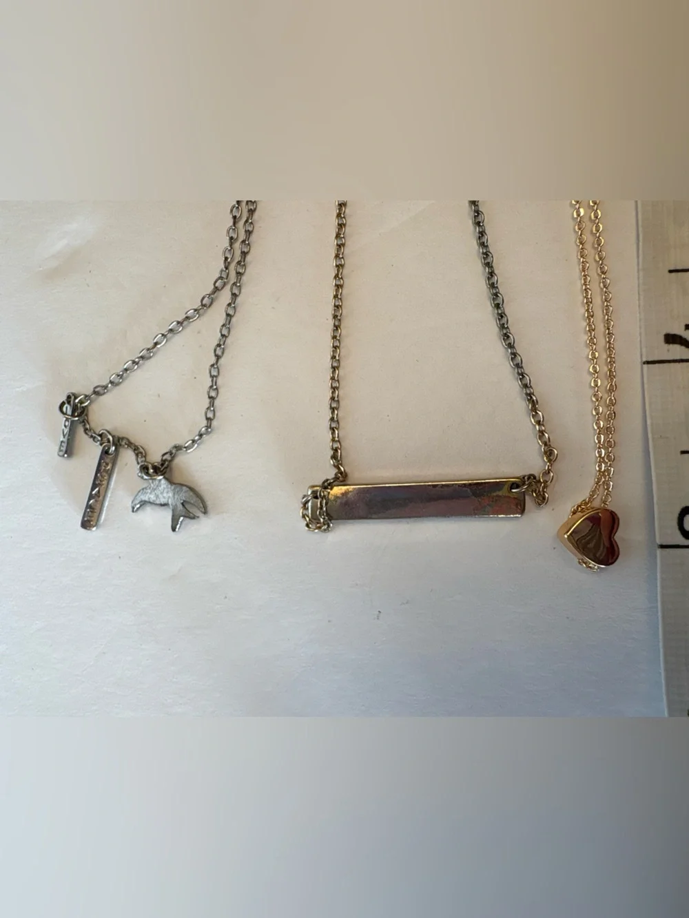 Layered Dainty Necklace Set Self Made Heart Bird Charm Bundle of 3